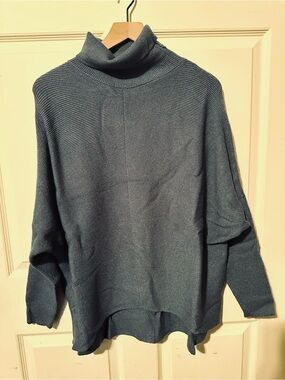 Boutique | Sweater | Slate Blue Oversized Cowl-neck Sweater
